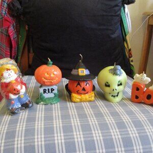 5 Vtg Halloween UNUSED Candles!! The Skeleton glows in the dark!